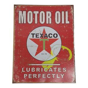Texaco Motor Oil Lubricates Perfectly Metal Sign Mancave Reproduction Distressed